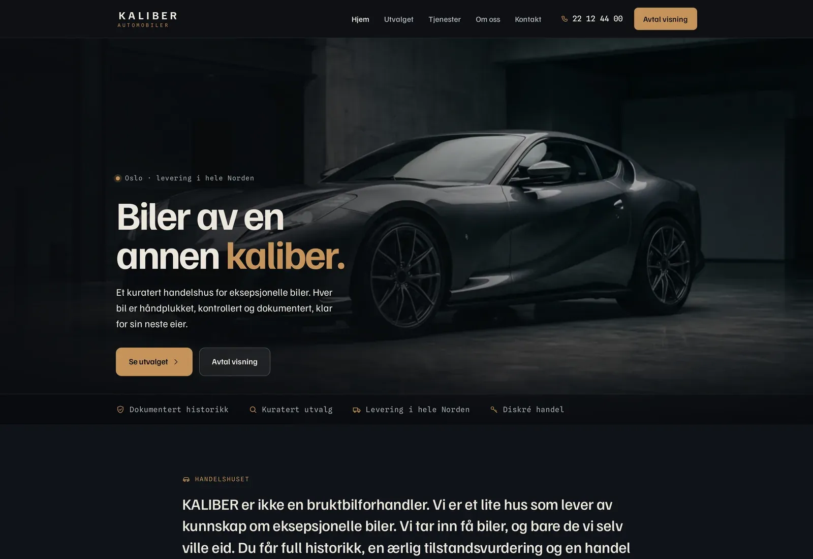 Skjermbilde av KALIBER Automobiler